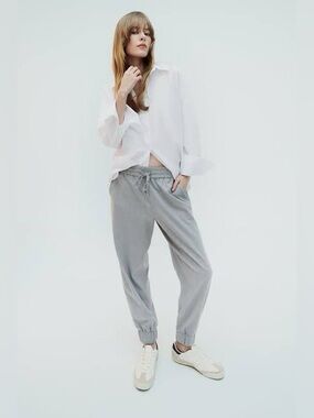 Zara Light Gray Drawstring Jogger Pants